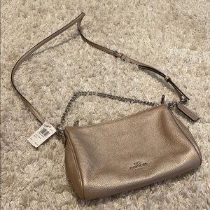 Tan metallic Coach purse